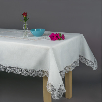 Okrągły obrus z koronką w różowe róże | Stół | Sklep online