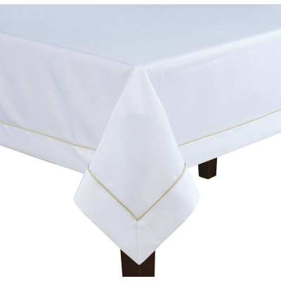 Baltas Staltiesė "Gold" Puoštas Auksine Gysla